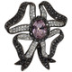 KJL Kenneth Jay Lane Pave Crystal Bow Motif Pin Brooch on Dark Gray Gunmetal