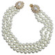 KJL Kenneth Jay Lane Three Strand Faux Pearl Necklace, Clear Crystal Clasp