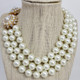 KJL Kenneth Jay Lane Three Strand Faux Pearl Necklace, Clear Crystal Clasp