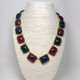 Kenneth Jay Lane KJL Multicolor Jelly Cabochon Gold Bezel Link Necklace