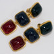 Kenneth Jay Lane KJL Multicolor Jelly Cabochon Gold Bezel Drop Dangle Earrings