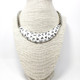 Kenneth Jay Lane KJL White and Black Enamel Crystal Collar Necklace in Silver