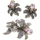 Heidi Daus Wild Orchid Amethyst Crystal Pin Brooch and Clip On Earring Set