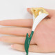 Oscar de la Renta Calla Lily in Green and White Enamel, Gold Plated Pin Brooch