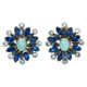 Easter Turquoise Cabochon, Sapphire, Aquamarine Crystal Clip on Earrings, 1900s