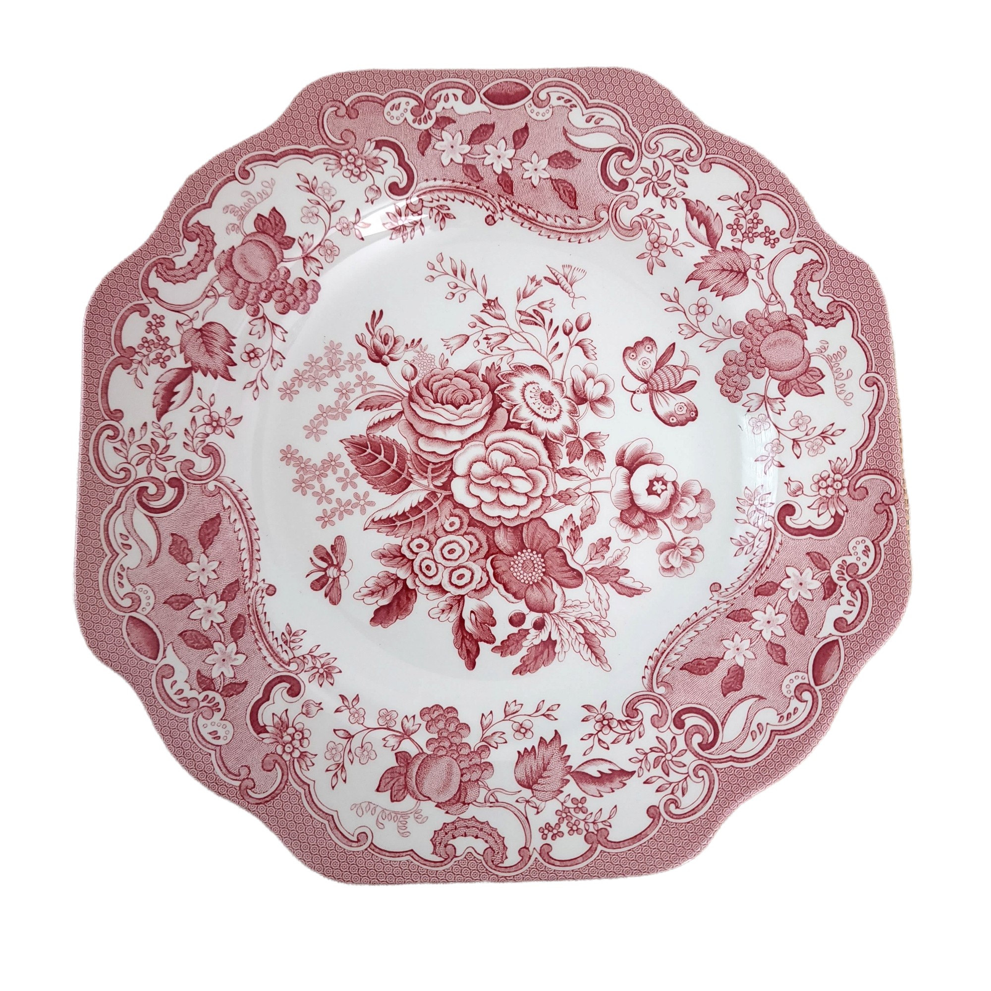 SPODE Garden Collection Cranberry and White Poppy Buffet,Dessert Plate