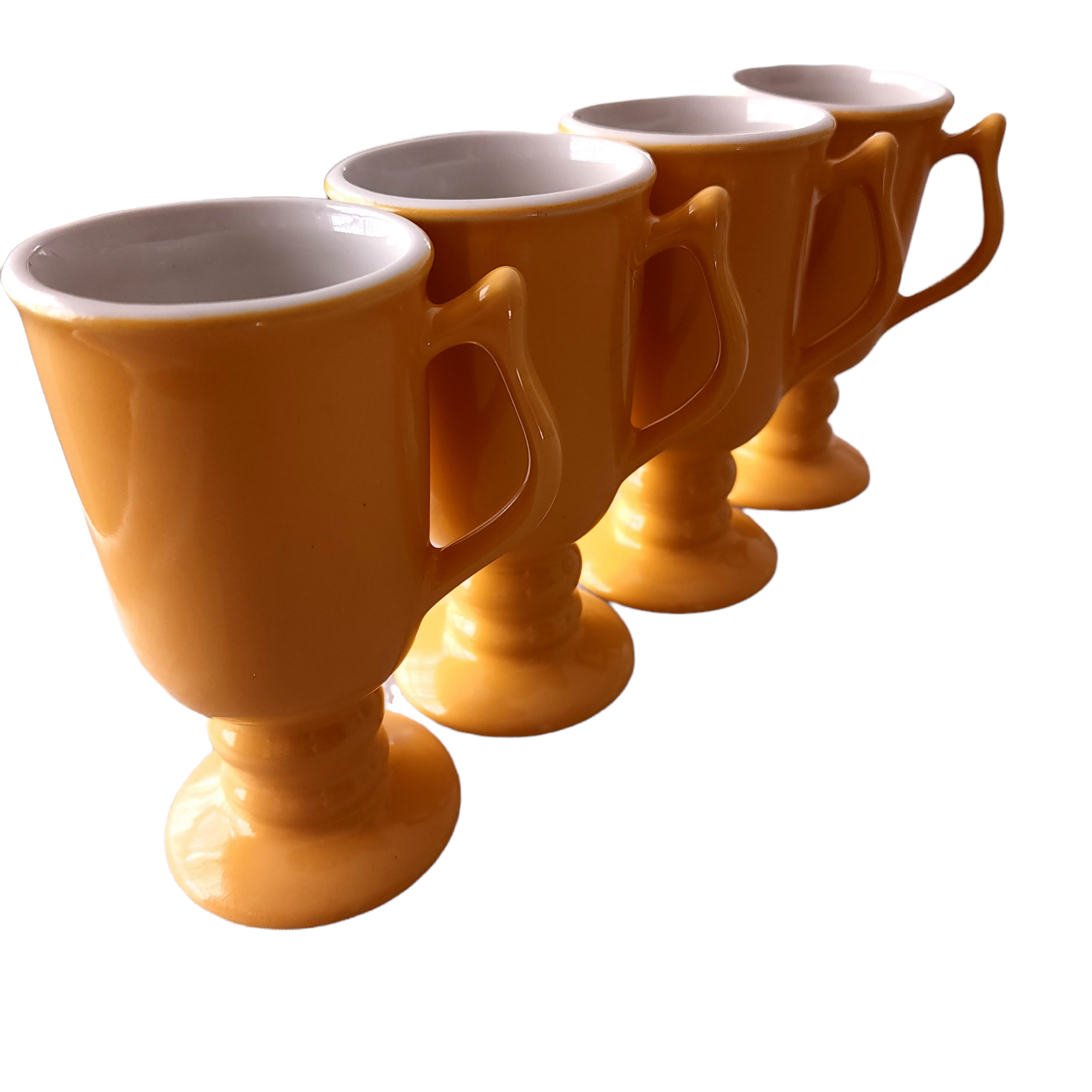 Vintage Carbone Yellow Footed Ceramic Irish Coffee Mugs (Set of 3