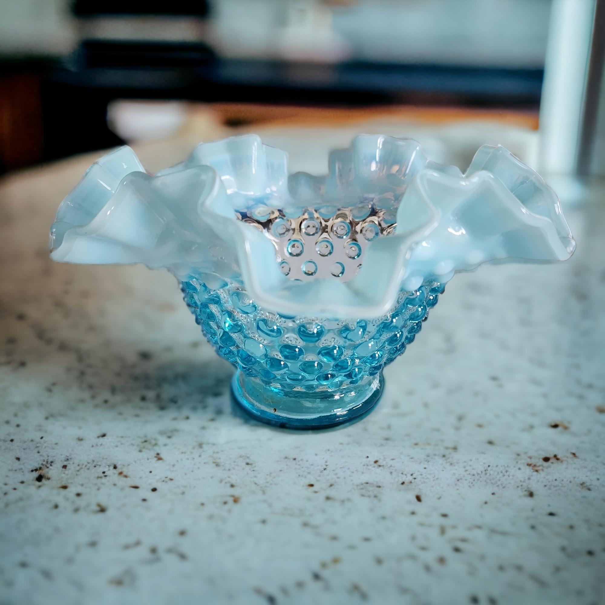 USAヴィンテージFentonフェントン　クリアホブネイル　ウォーターゴブレット Vintage Fenton Clear White Opalescent Hobnail Cruet WO