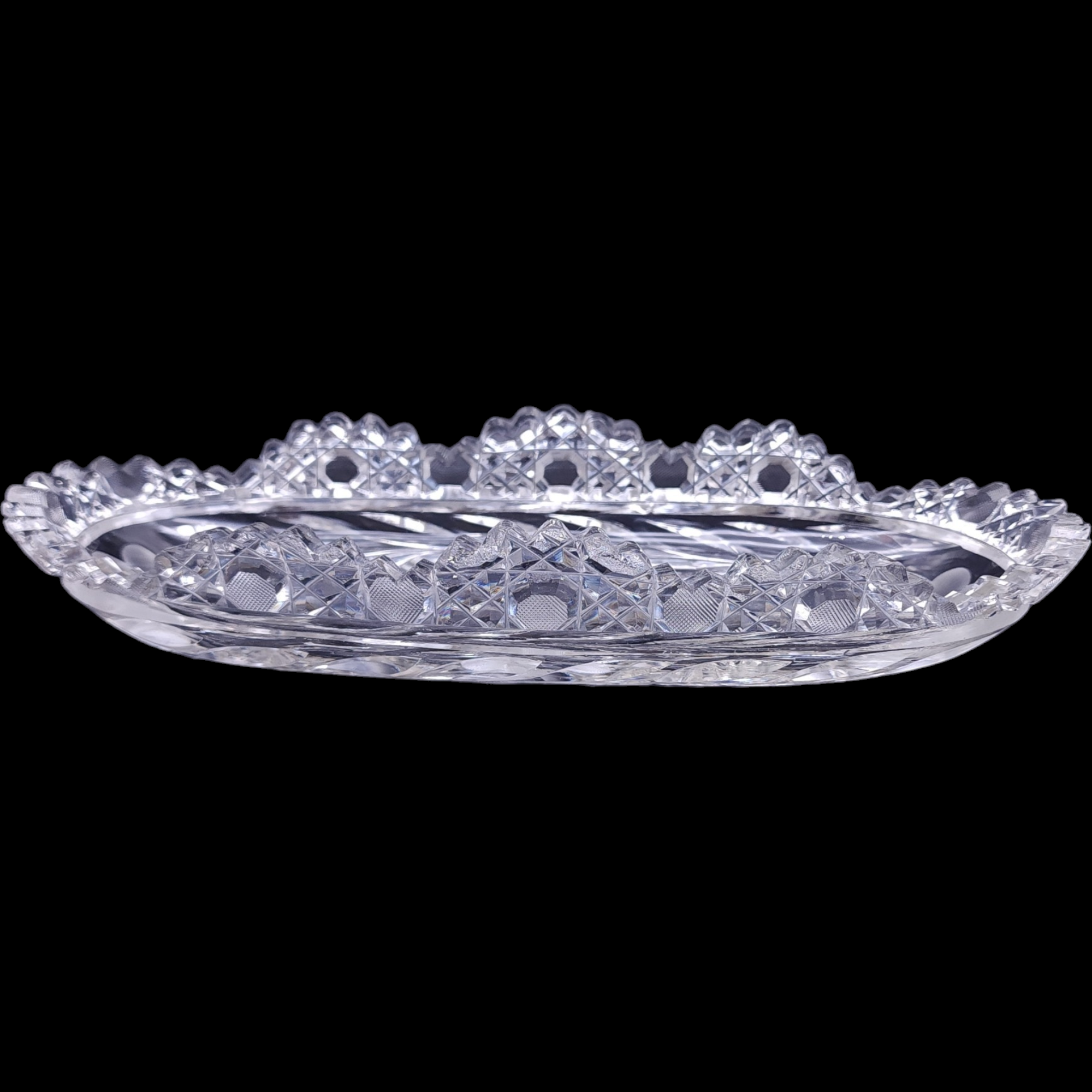 Heisey ABP American Brilliant Cut Daisy & Leaves Celery Relish Dish