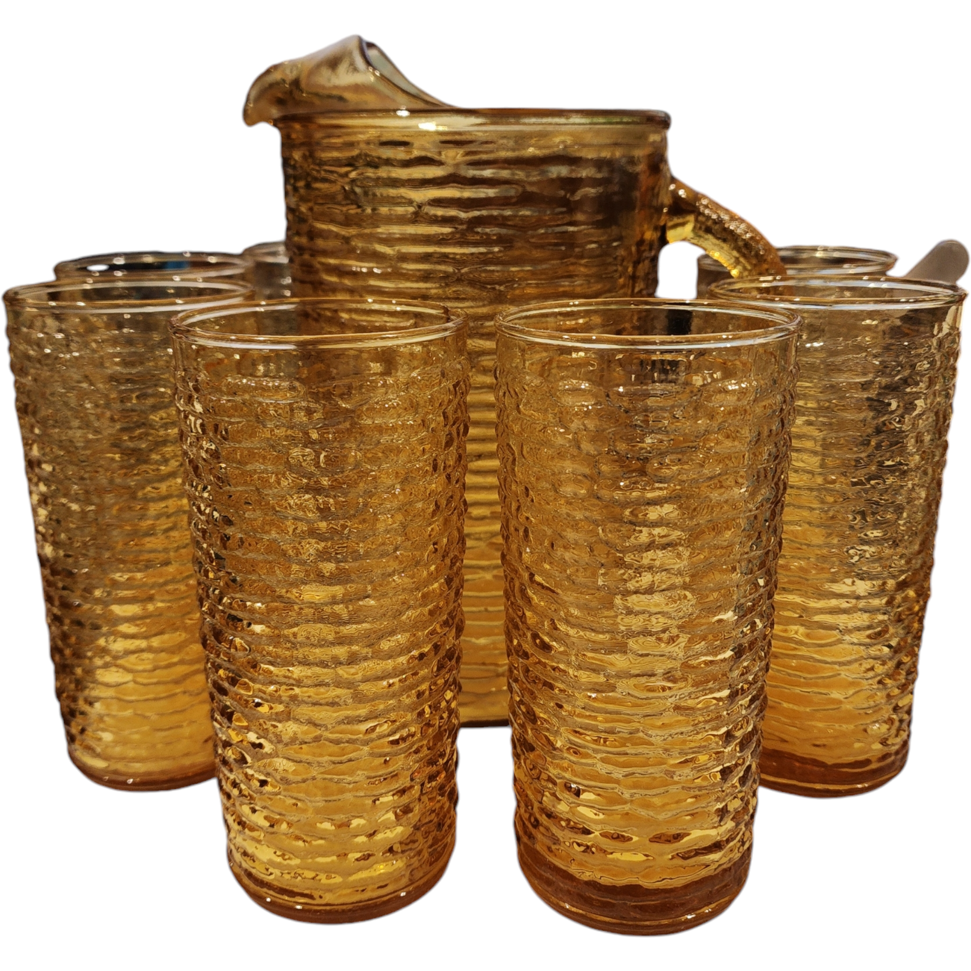 【ヴィンテージ】Anchor Hocking アンバーガラス Vintage Anchor Hocking Amber Diamond Optic Iced Beverage