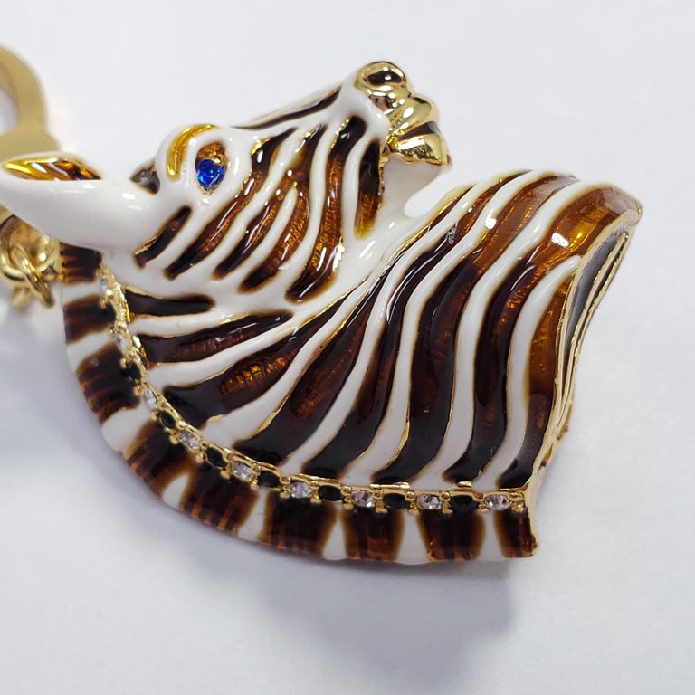 Jay Strongwater Zebra Charm, Painted White and Brown Enamel with