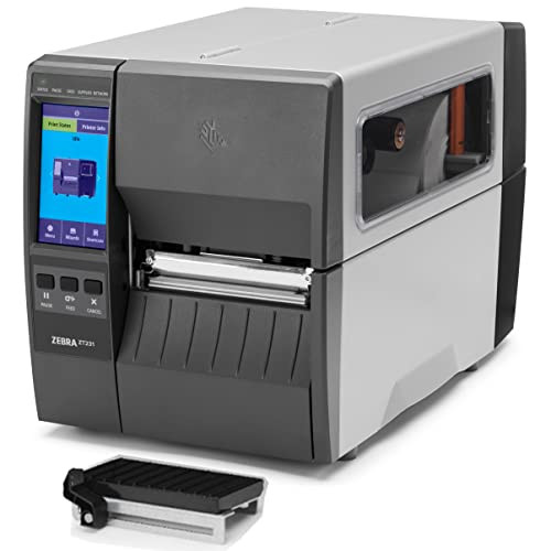 ZEBRA ZT23142-T01000FZ, ZT231 Upgraded Version of ZT230 Thermal Transfer Industrial Printer, 203 dpi Print Width 4 in Ethernet Bluetooth Serial USB, Includes: Touch Display, Tear Bar (Renewed)