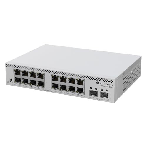 MikroTik CSS318-16G-2S+in Managed Network Switch, 16 Gigabit Ethernet Ports, 2 SFP+ Ports