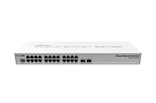 Mikrotik CRS326-24G-2S+RM 24 Port Gigabit Ethernet Switch with 2 SFP+ Ports, Dual Boot RouterOS/SwOS, Managed, Metal Case, Compatible with Desktop/Laptop/Printer
