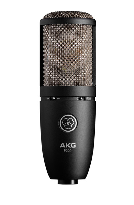 AKG Pro Audio P220 High-Performance Condenser Microphone, Great for Vocals, Guitar, Brass, and General Recording. XLR Wired Mic, for Studio or Stage. Black