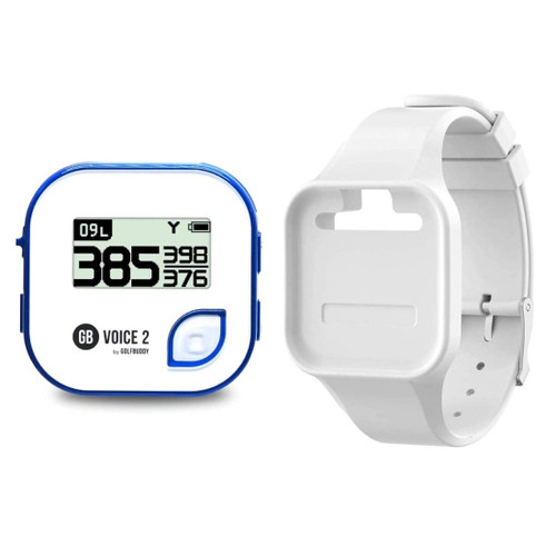 GOLFBUDDY Voice 2S+ Talking GPS Rangefinder, Clip on Hat Golf Navigation, Slope Mode on/Off, 18 Hours Battery Life, Shot Distance Measurement, Preloaded with 40,000 Courses Worldwide (Blue)