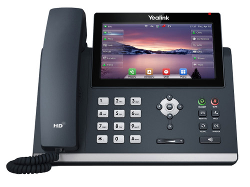 Yealink T48U IP Phone, 16 Lines. 7-Inch Color Touch Screen Display. Dual USB 2.0, Dual-Port Gigabit Ethernet, 802.3af PoE, Power Adapter Not Included (SIP-T48U)