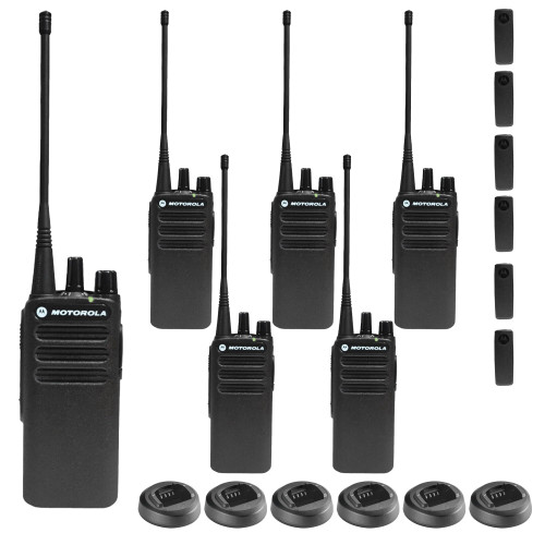 6 x Motorola CP100D Analog UHF Portable Non-Display Two Way Radio, 16 Channel, 4 Watt (403-480MHz) - 6 Pack Bundle