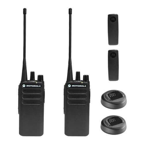 2 x Motorola CP100D Analog UHF Portable Non-Display Two Way Radio, 16 Channel, 4 Watt (403-480MHz) - 2 Pack Bundle
