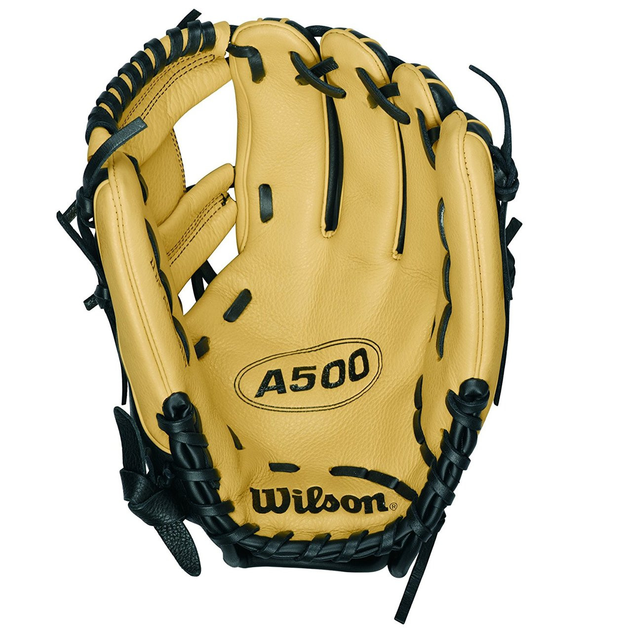Wilson A500 Baseball Glove BlackBlondeRed Right Hand Throw Ballgloves