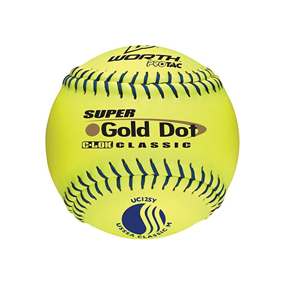 Worth Super Gold Dot Classic M 12 inch Slowpitch Softballs 1 Dozen