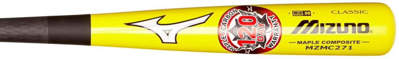 Mizuno Composite Maple Carbon Wood Baseball Bat Yellow and Black