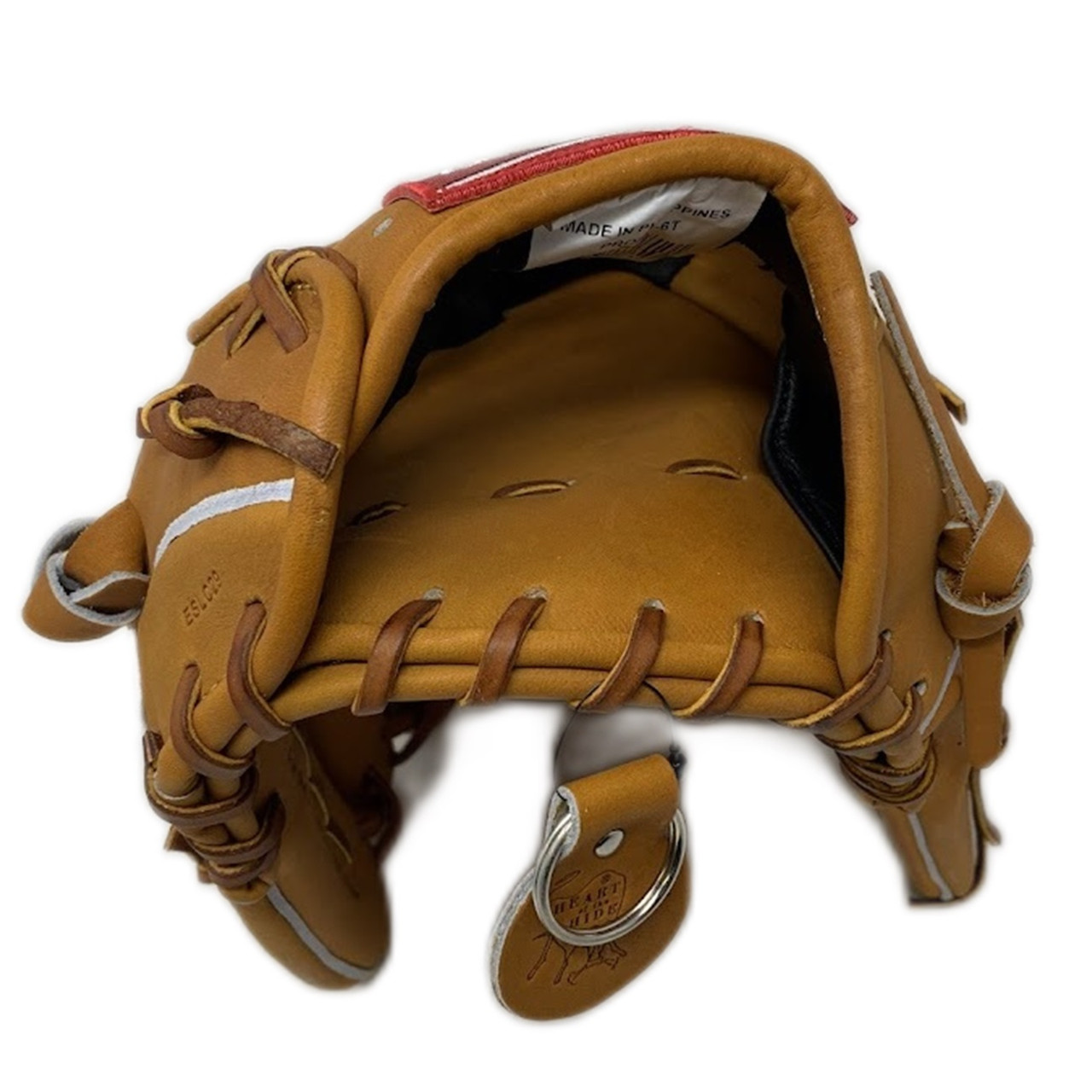 A Well-used Rawlings Leather Baseball Glove Rests on the Reddish-brown