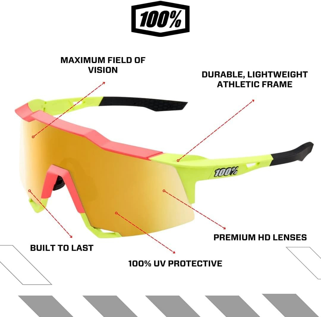 100% Sunglasses SPEEDCRAFT Matte Washed Out Neon Yellow Flash - Main Image