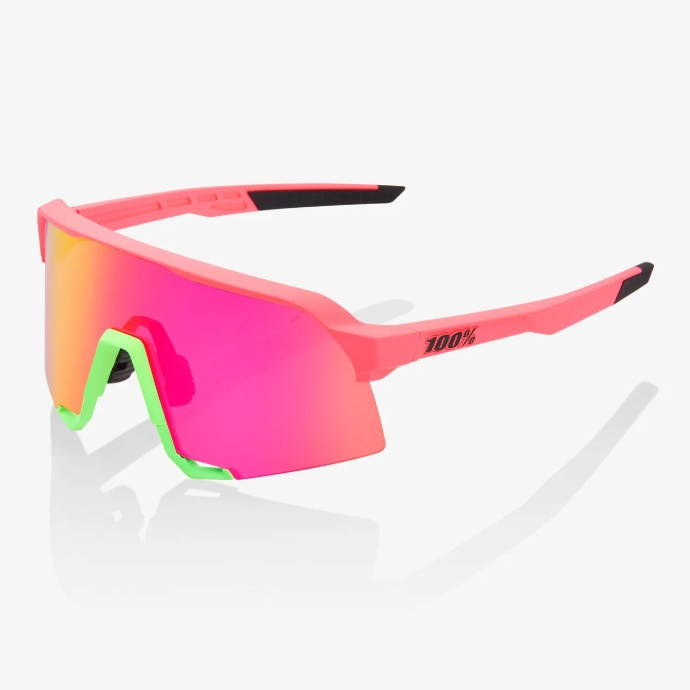 100% S3 ネオンピンク パープルミラーレンズ S3 - Gloss Black - Purple Mirror Photochromic – 100%