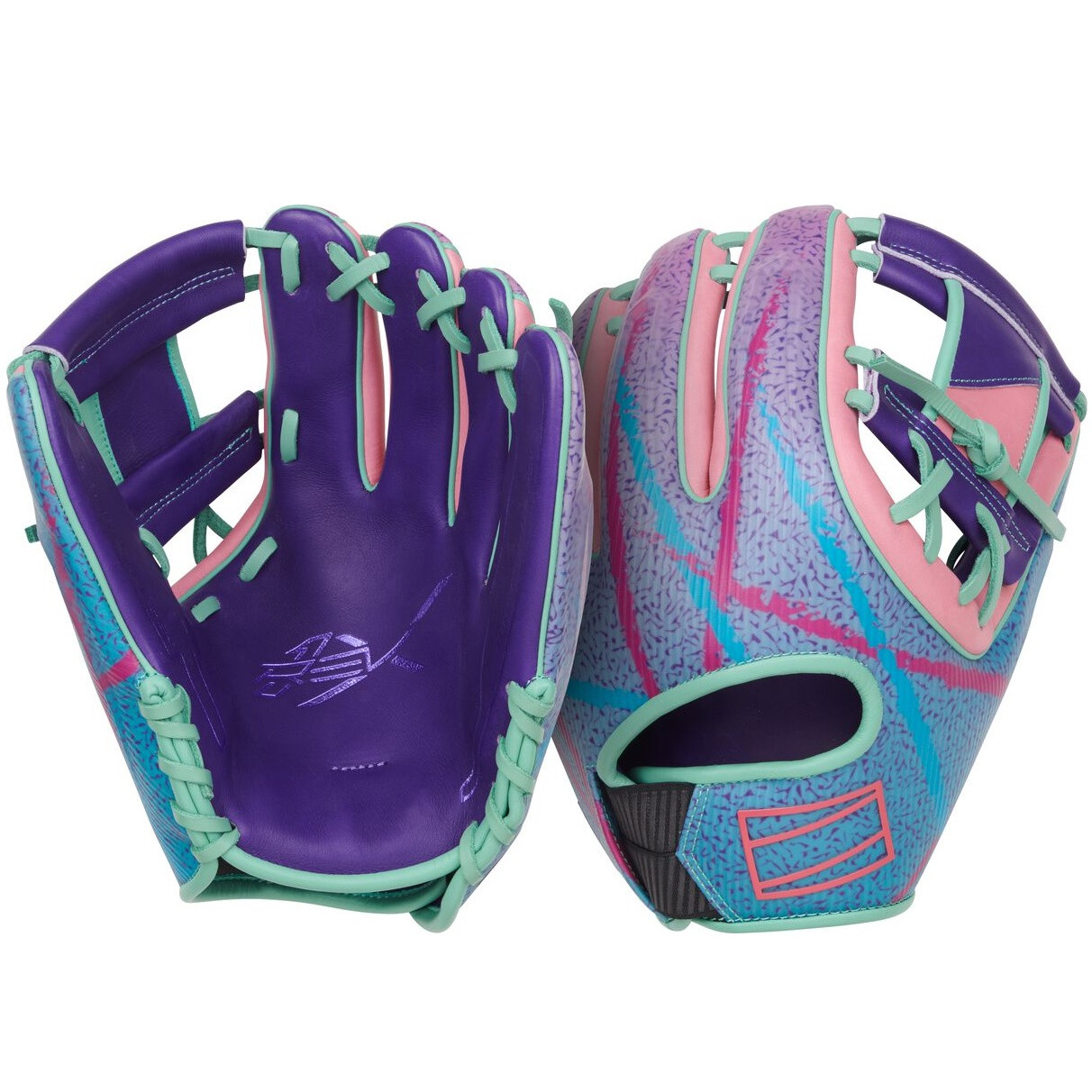 Rawlings REV1X Baseball Glove 11.75 Inch Purple Mint Pink Right