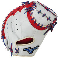 Mizuno GXC50PSE3 Catchers Mitt 34 inch MVP Prime (Silver-Red-Royal, Right Hand Throw)