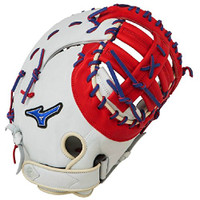 Mizuno GXF50PSE3 MVP Prime First Base Mitt 13 inch (Silver-Red-Royal, Right Hand Throw)