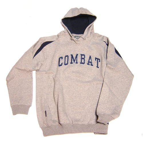 Combat Sports Mens Hooded Sweatshirt (Grey/Navy, Large)