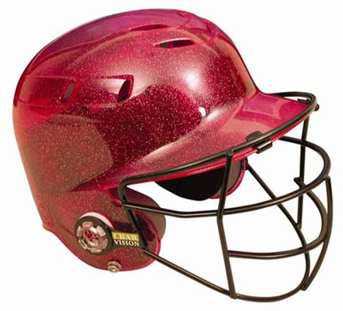 All-Star BH6100FFG Batting Helmet with Faceguard and Metalic Flakes (Scarlet)