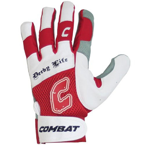 Combat Derby Life Youth Batting Gloves (Pair) (Red, XL)