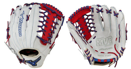 Mizuno GMVP1277PSE3 Prime SE Baseball Glove, Silver/Red/Royal, Right Hand Throw