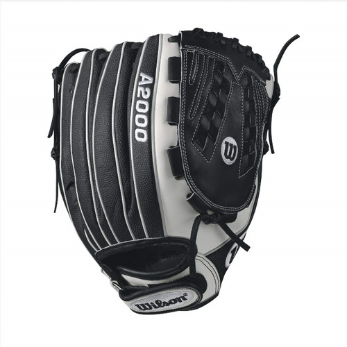 Wilson A2000 V125 SuperSkin Fastpitch Glove BlackWhite 12.5inch Right Hand Throw