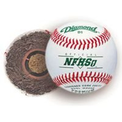 Diamond (10 Dozen) D1-NFHS Case Offical Baseballs Cushioned Cork Center