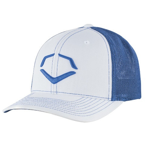 Wilson Sporting Goods Evoshield Royal Steed Stripe Mesh Flexfit Hat White Royal Large X-Large 7 3/8 - 7 5/8