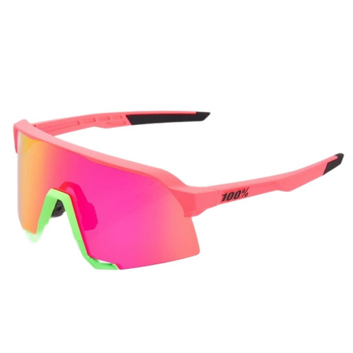 100% Sunglasses S3 - Matte Washed Out Neon Pink - Purple Multilayer Mirror Lens