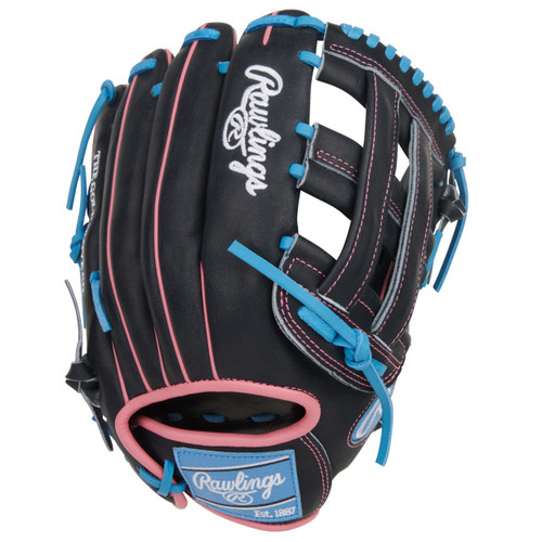 Rawlings Heart of The Hide Baseball Glove 12.5 Right Hand Throw BlackColumbia BluePink
