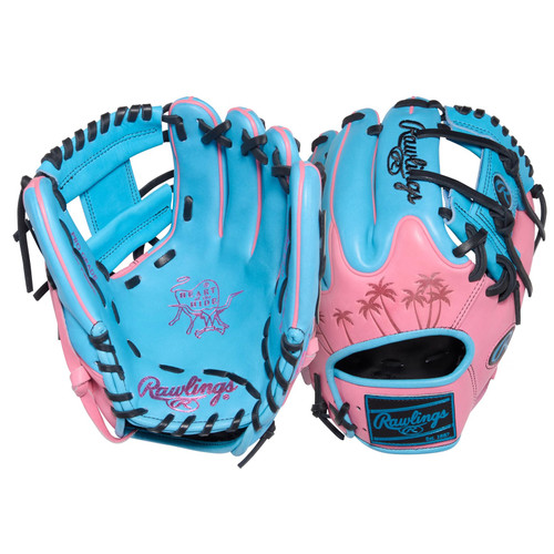 Rawlings Heart of The Hide Series Baseball Glove 11.5 Right Hand Throw - Pro I Web ColorSync  Columbia Blue Pink
