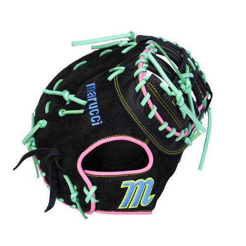 Marucci Oxbow V4 12.75 Two Bar Post Black Highlighter Baseball First Base Mitt Right Hand Throw