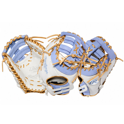 Rawlings Liberty Advanced 13-Inch Fastpitch Softball First Base Glove Right Hand Throw White Periwinkle Gold