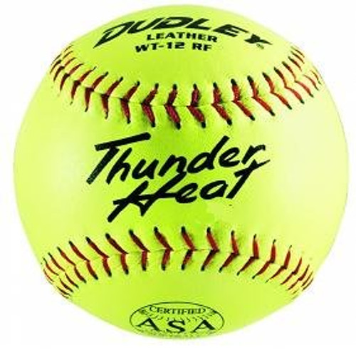 Dudley Thunder Heat 12" ASA Fastpitch Softballs Leather Cover COR 47 Compression 375lbs 1 Doz