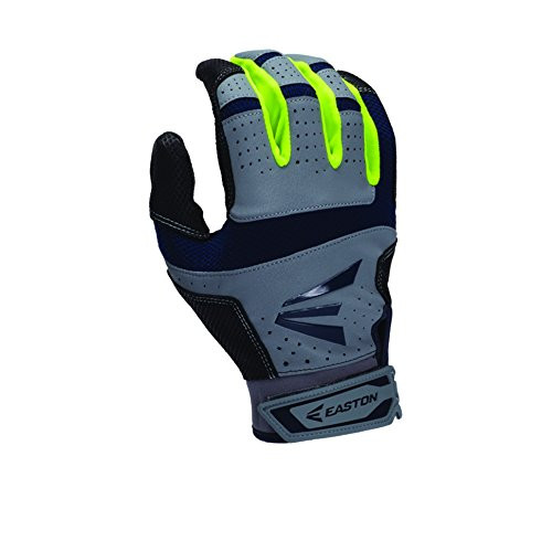 Easton HS9 Neon Batting Gloves Adult 1 Pair (Grey-Navy, Medium)