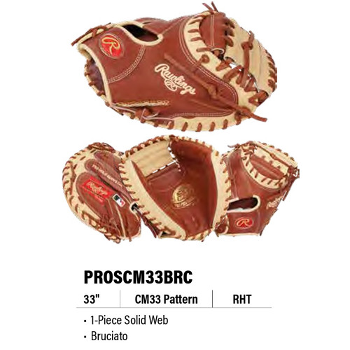 Rawlings 2024 Pro Preferred Series Catchers Mitt RPROSCM33BRC Baseball Glove 33 Right Hand Throw