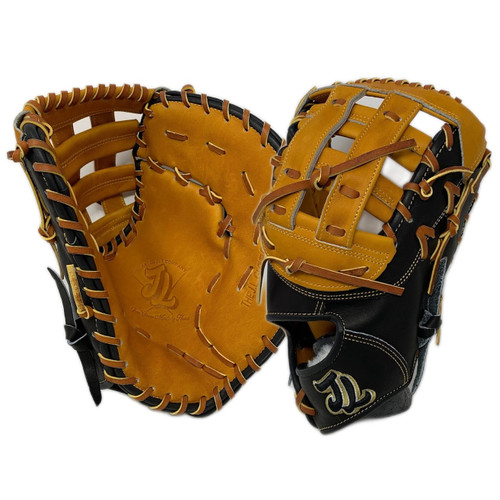 JL Glove Co First Base Mitt AD21 12.75 Inch H Web Black Tan Right Hand Throw