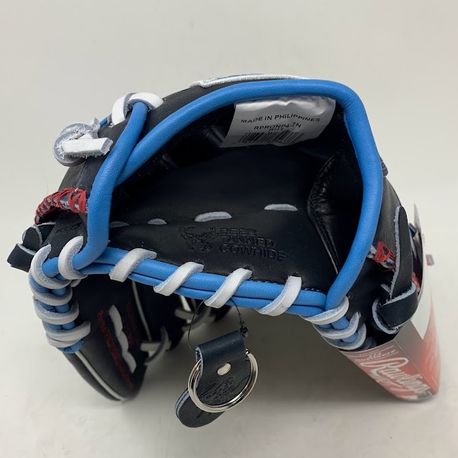 rawlings-np4-navy-grey-lace-v-web-baseball-glove-deer-tanned-cowhide-lining