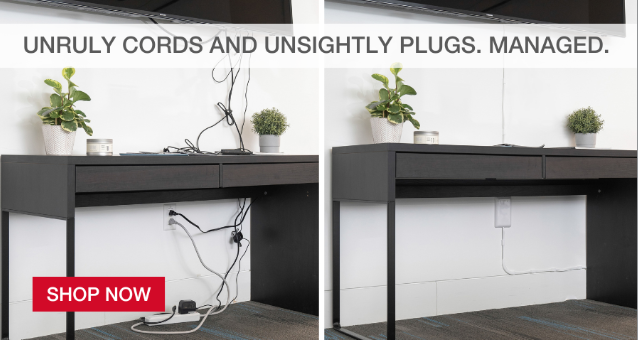 Sleek Socket®, Häfele, 3 Outlet Power Strip and 2 x 8 ft Cords. Perfect